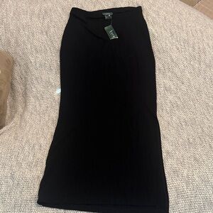 NWT Lauren Ralph Lauren Black Maxi Skirt| Sz Medium| Side Slit |Classic Stretch